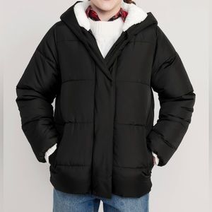 Jacket Sherpa-Lined Hooded Puffer Jacket for
Girls